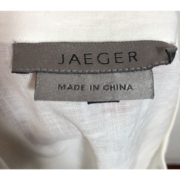 White Linen Embroidered Jacket and Tank Top Set Jaeger Lightweight Size 6 Y2K - Picture 12 of 13